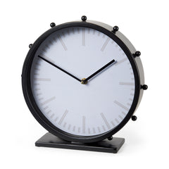 Marian Black Studded Round Table Clock - Ornate Home