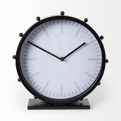 Marian Black Studded Round Table Clock - Ornate Home