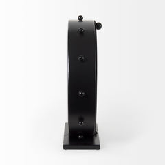 Marian Black Studded Round Table Clock - Ornate Home