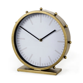 Marian Gold Metal with Studs Round Table Clock - Ornate Home