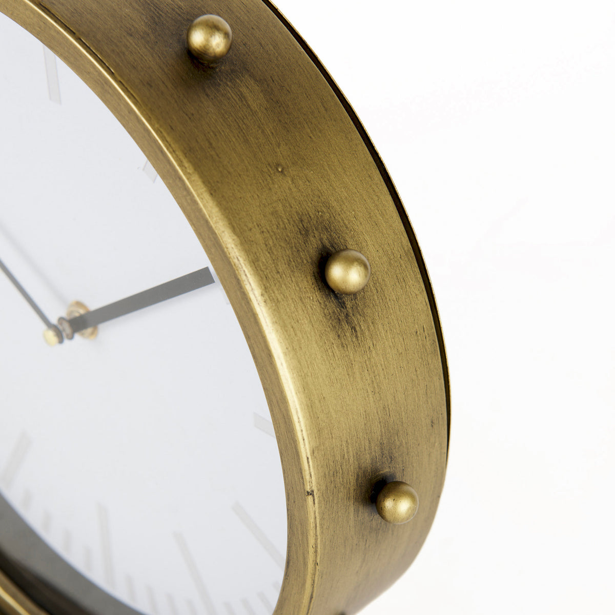 Marian Gold Metal with Studs Round Table Clock - Ornate Home