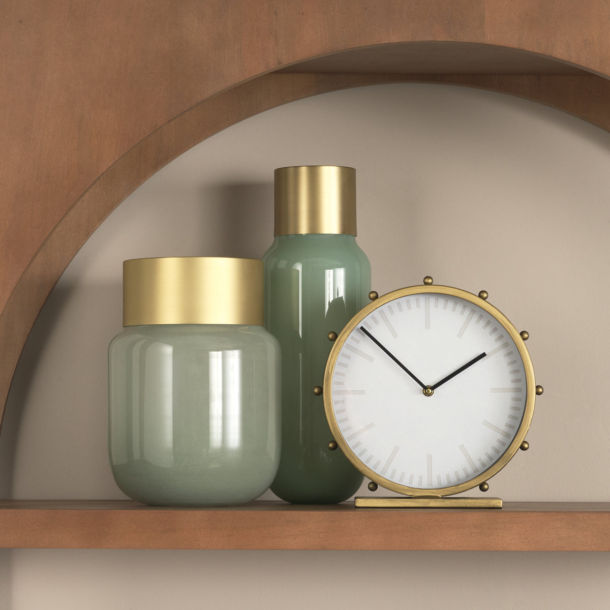 Marian Gold Metal with Studs Round Table Clock - Ornate Home