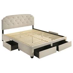 Marianna Cream 4-drawer Upholstered Eastern King Storage Bed - Ornate Home