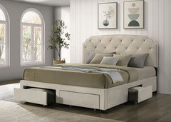 Marianna Cream 4-drawer Upholstered Eastern King Storage Bed - Ornate Home