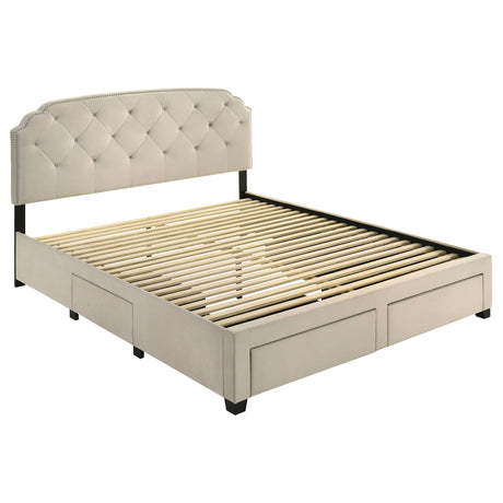 Marianna Cream 4-drawer Upholstered Eastern King Storage Bed - Ornate Home