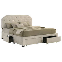Marianna Cream 4-drawer Upholstered Eastern King Storage Bed - Ornate Home
