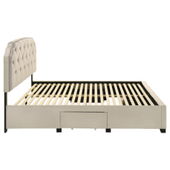 Marianna Cream 4-drawer Upholstered Eastern King Storage Bed - Ornate Home