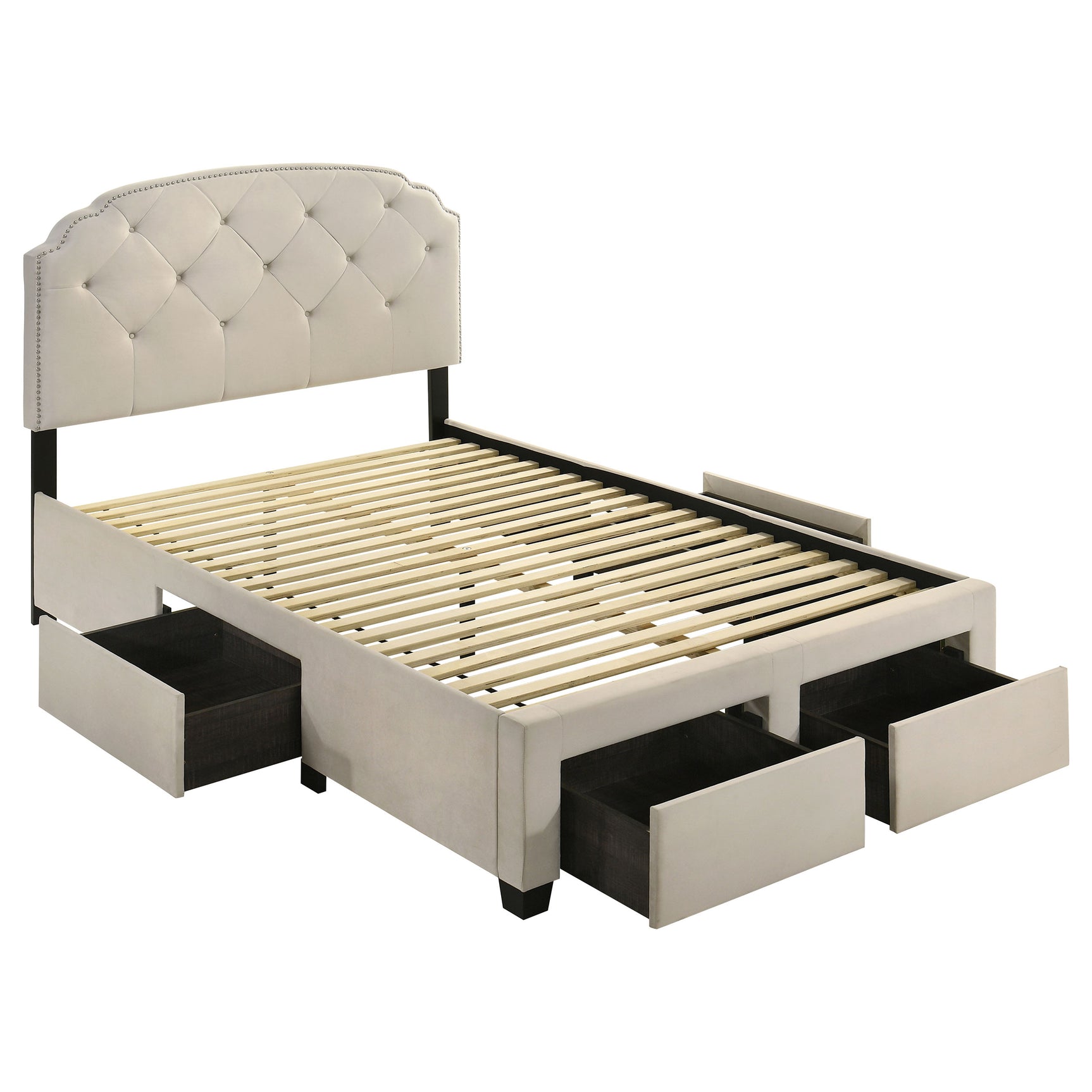 Marianna Cream 4-drawer Upholstered Full Storage Bed - Ornate Home