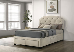 Marianna Cream 4-drawer Upholstered Full Storage Bed - Ornate Home