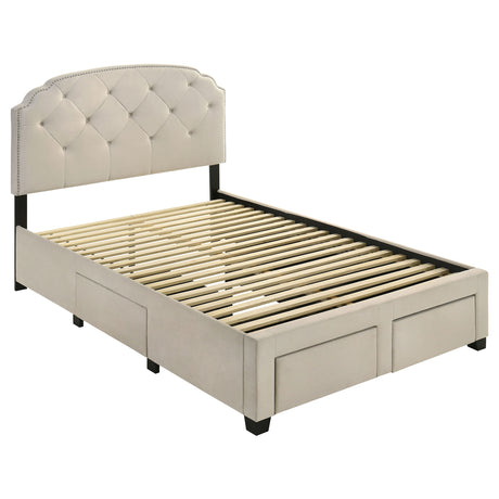 Marianna Cream 4-drawer Upholstered Full Storage Bed - Ornate Home