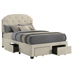 Marianna Cream 4-drawer Upholstered Full Storage Bed - Ornate Home