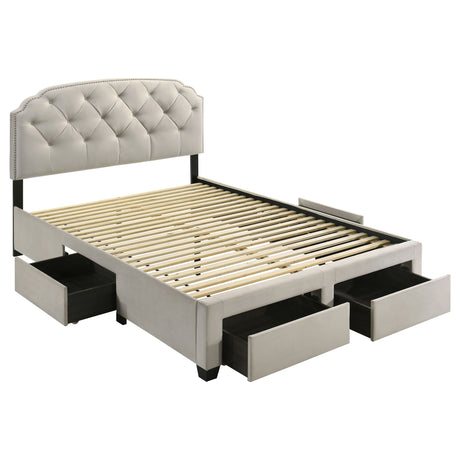 Marianna Cream 4-drawer Upholstered Queen Storage Bed - Ornate Home