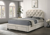 Marianna Cream 4-drawer Upholstered Queen Storage Bed - Ornate Home