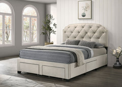 Marianna Cream 4-drawer Upholstered Queen Storage Bed - Ornate Home