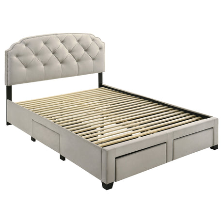 Marianna Cream 4-drawer Upholstered Queen Storage Bed - Ornate Home
