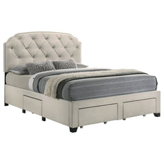 Marianna Cream 4-drawer Upholstered Queen Storage Bed - Ornate Home