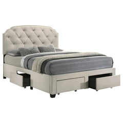 Marianna Cream 4-drawer Upholstered Queen Storage Bed - Ornate Home