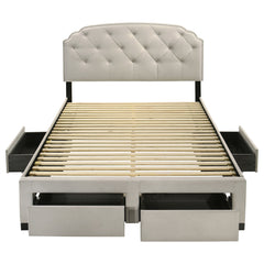 Marianna Cream 4-drawer Upholstered Queen Storage Bed - Ornate Home