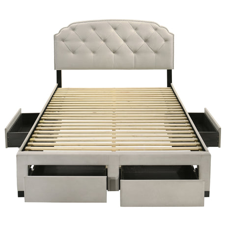 Marianna Cream 4-drawer Upholstered Queen Storage Bed - Ornate Home
