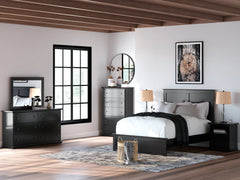 Maribel Black Full Panel Bed, Chest and Nightstand - Ornate Home