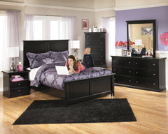Maribel Black Full Panel Bed, Chest and Nightstand - Ornate Home