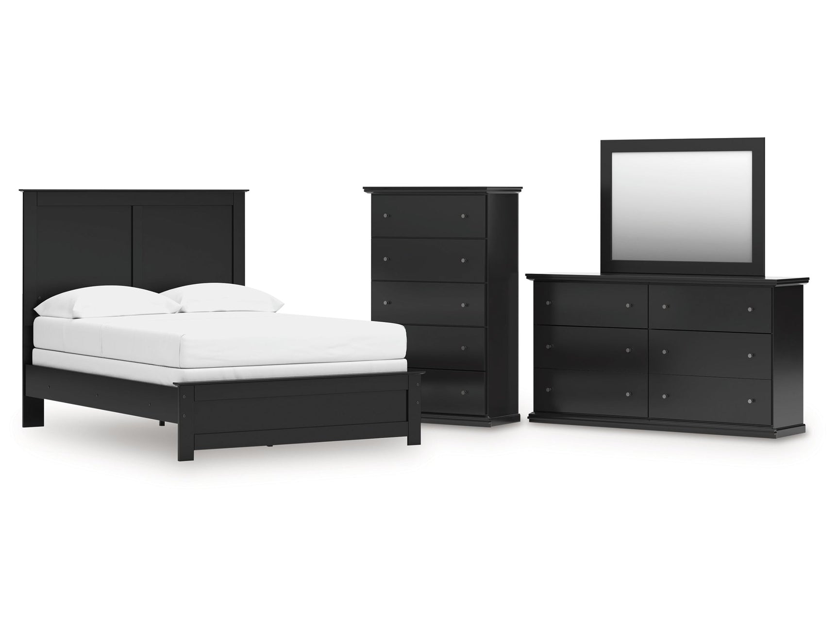 Maribel Black Full Panel Bed, Dresser, Mirror and Chest (Online Special Price) - Ornate Home