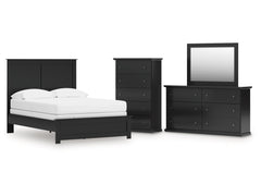 Maribel Black Full Panel Bed, Dresser, Mirror and Chest - Ornate Home