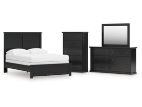 Maribel Black Full Panel Bed, Dresser, Mirror and Chest - Ornate Home