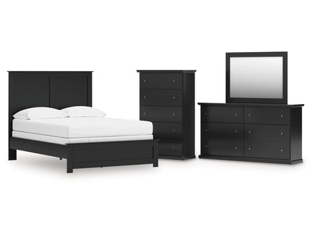 Maribel Black Full Panel Bed, Dresser, Mirror and Chest - Ornate Home