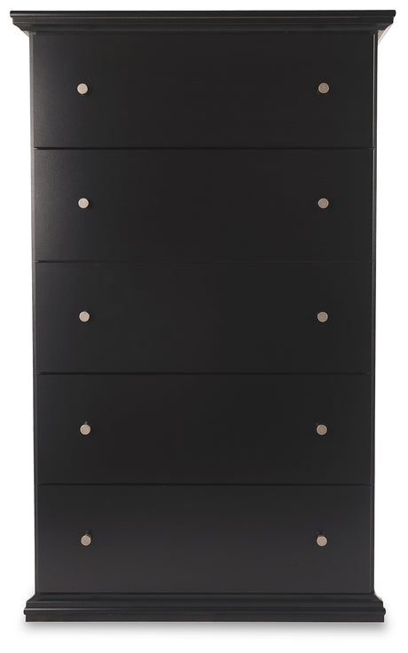 Maribel Black Full Panel Bed, Dresser, Mirror and Chest - Ornate Home