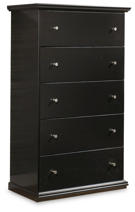 Maribel Black Full Panel Bed, Dresser, Mirror and Chest - Ornate Home