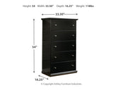 Maribel Black Full Panel Bed, Dresser, Mirror and Chest - Ornate Home