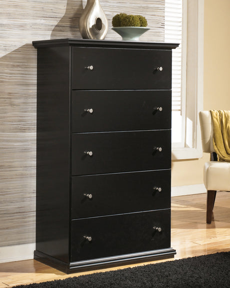 Maribel Black Full Panel Bed, Dresser, Mirror and Chest - Ornate Home