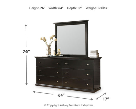 Maribel Black King/Cal King Panel Headboard, Dresser, Mirror and 2 Nightstands - Ornate Home