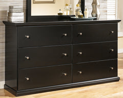 Maribel Black King/Cal King Panel Headboard, Dresser, Mirror and 2 Nightstands - Ornate Home