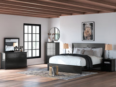 Maribel Black King Panel Bed, Chest and Nightstand - Ornate Home