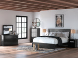Maribel Black King Panel Bed, Chest and Nightstand - Ornate Home