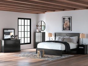 Maribel Black King Panel Bed, Chest and Nightstand - Ornate Home