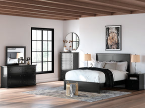 Maribel Black Queen Panel Bed, Chest and 2 Nightstands (Online Special Price) - Ornate Home