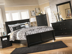Maribel Black Queen Panel Bed, Chest and Nightstand - Ornate Home