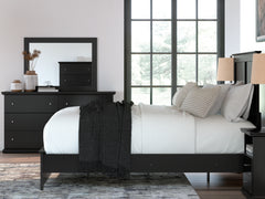 Maribel Black Queen Panel Bed, Dresser, Mirror and 2 Nightstands - Ornate Home