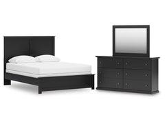 Maribel Black Queen Panel Bed, Dresser and Mirror - Ornate Home