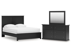 Maribel Black Queen Panel Bed, Dresser and Mirror - Ornate Home