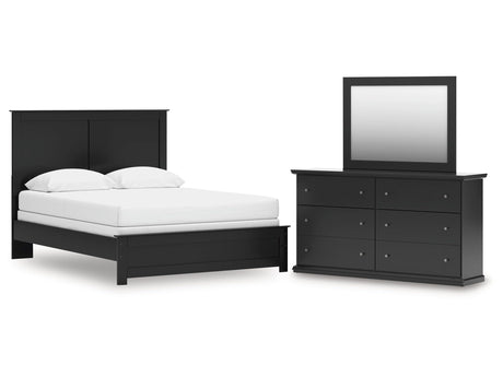 Maribel Black Queen Panel Bed, Dresser and Mirror - Ornate Home