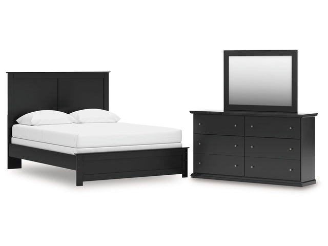 Maribel Black Queen Panel Bed, Dresser and Mirror - Ornate Home