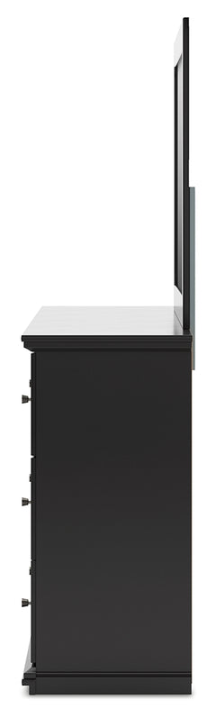 Maribel Black Queen Panel Bed, Dresser and Mirror - Ornate Home