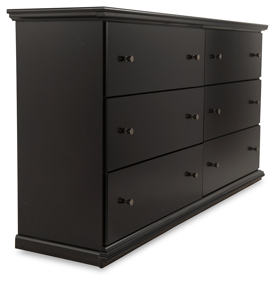 Maribel Black Queen Panel Bed and Dresser - Ornate Home