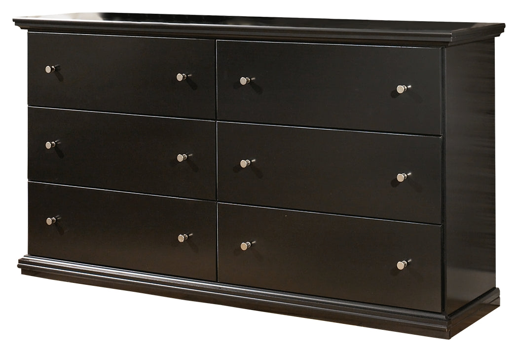 Maribel Black Queen Panel Bed and Dresser - Ornate Home
