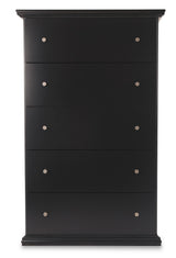 Maribel Black Twin Panel Bed, Chest and Nightstand - Ornate Home