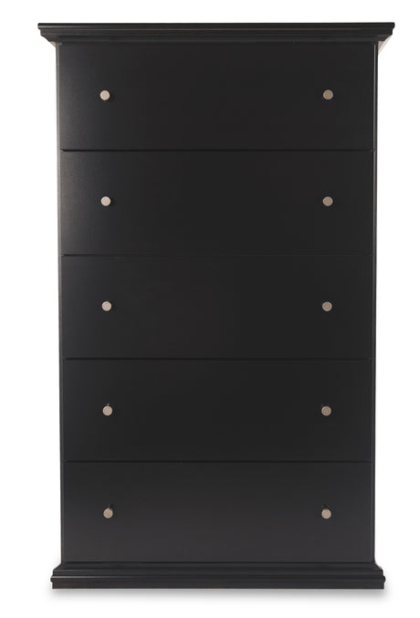 Maribel Black Twin Panel Bed, Dresser, Mirror, Chest and Nightstand - Ornate Home